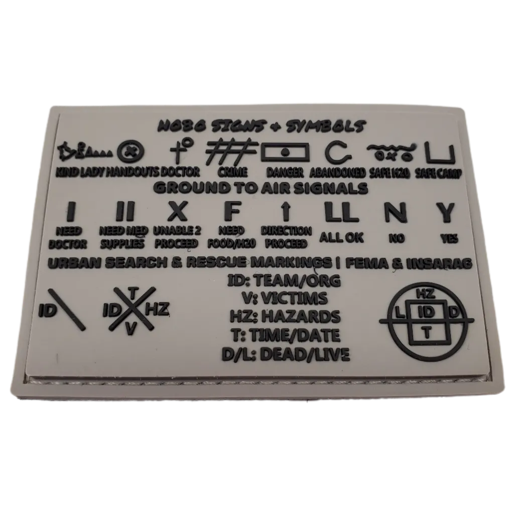 Storage Pocket Patch: Hobo Symbols, Ground to Air Signals, Search and Rescue Markings