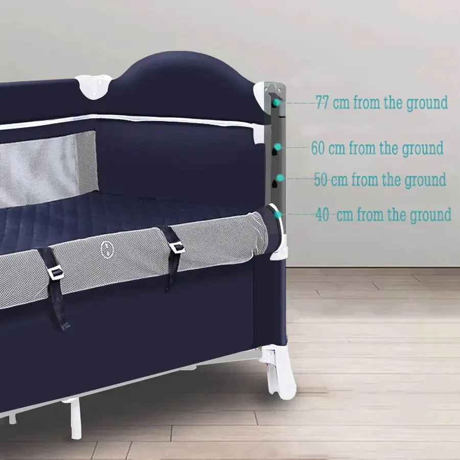 Teknum 4 in 1 Baby Bedside Co-Sleeper Bassinet/Crib and Playpen wt Rocker (Navy Blue)