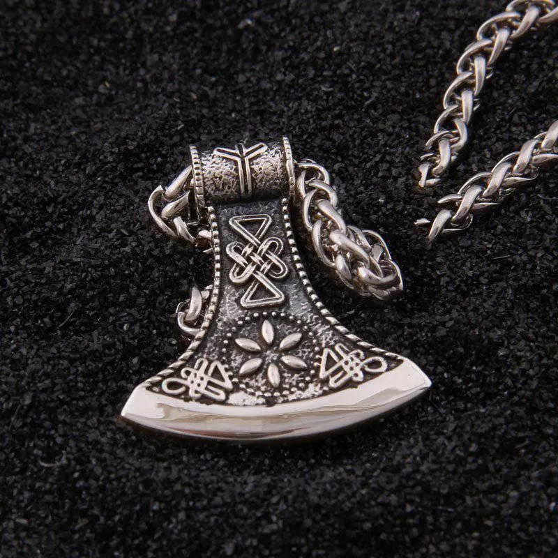 Vegvisir Rune Axe Head Pendant - Sterling Silver