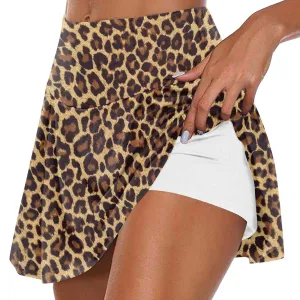 Women Performance Cheetah Print Skirt Skort -Tennis Golf Workout