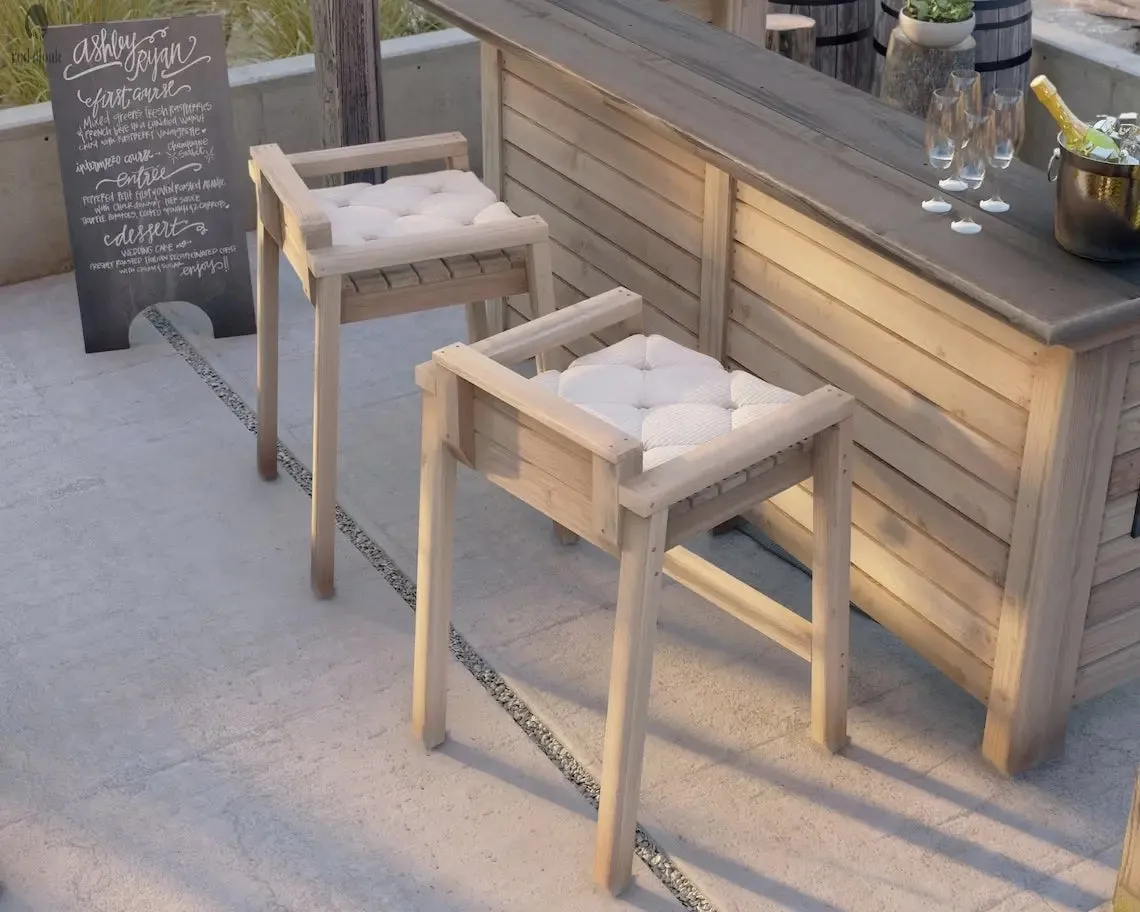 Wood low back bar stools