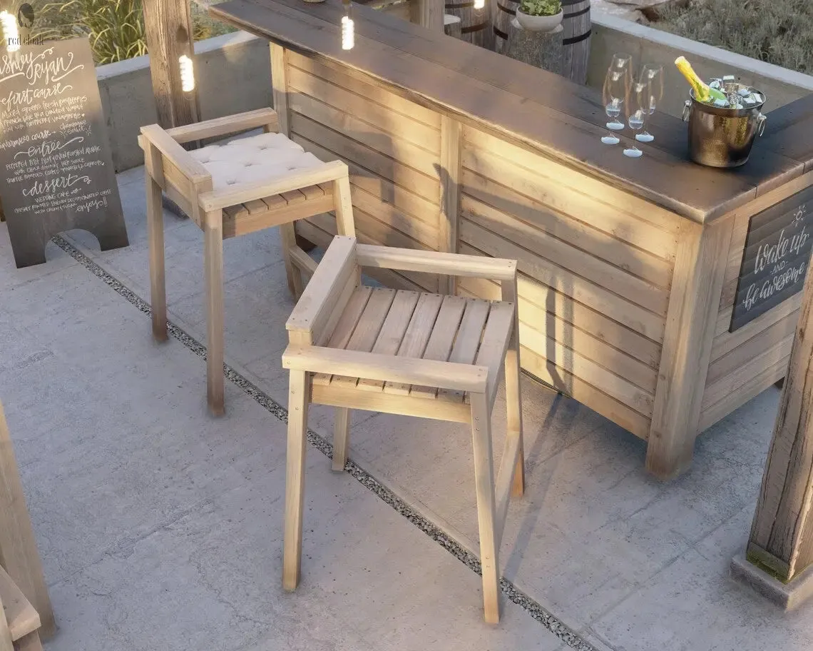 Wood low back bar stools