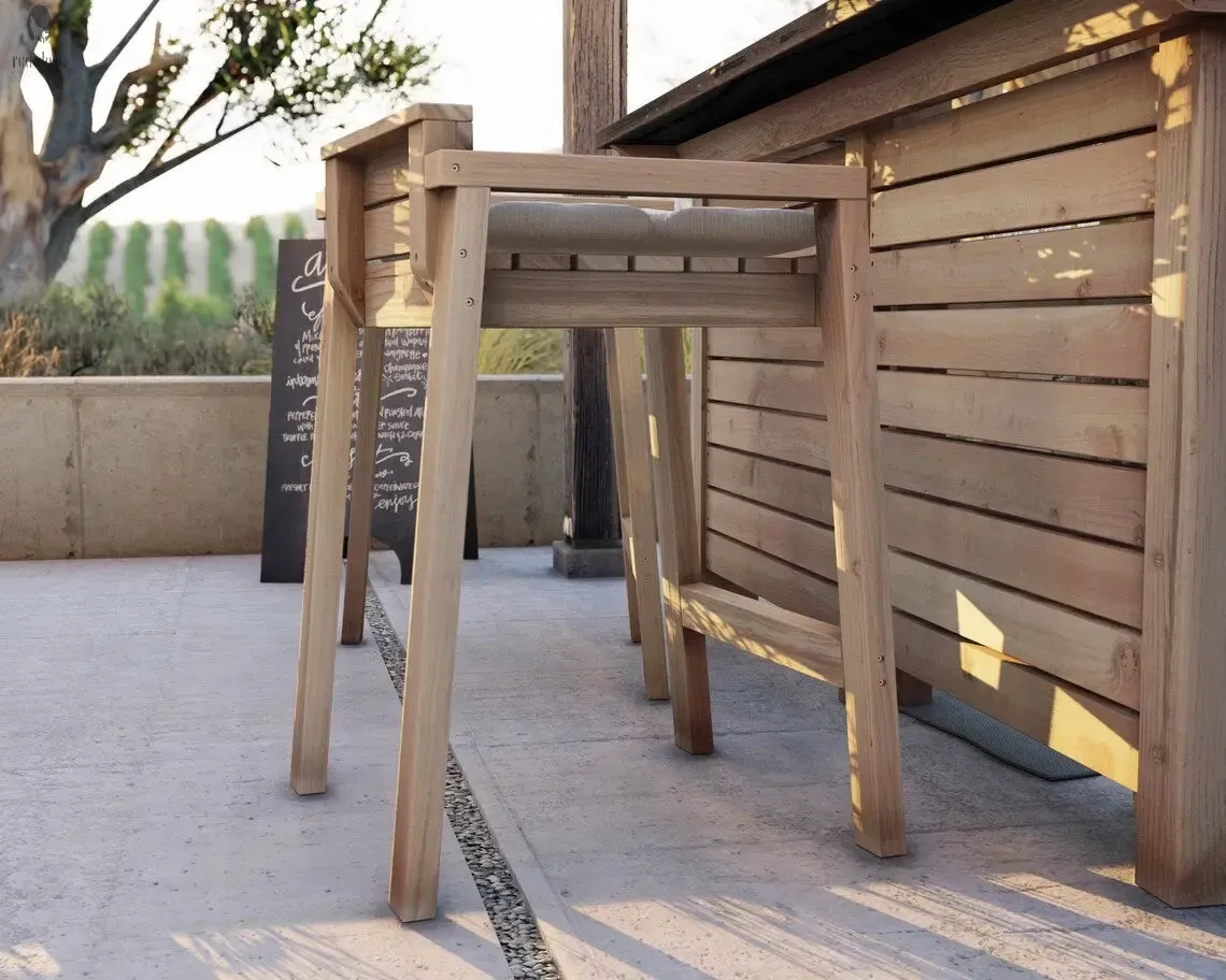 Wood low back bar stools